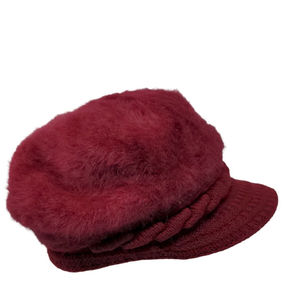 Race Ready Knit Newsboy Beanie Hat Red One Size Blank Fuzzy Polyester